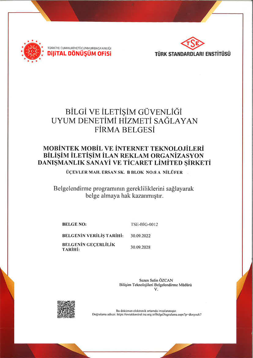 CBDDO TSE BİG Uyum Denetim Belgesi