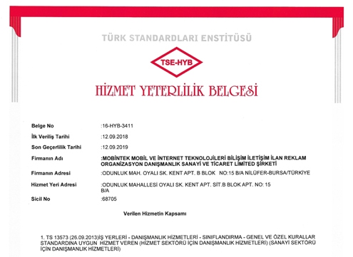 Hizmet Yeterlilik Belgemiz