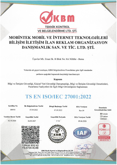 ISO 27001:2022 Bilgi Güvenliği Yönetim Sistemi Sertifikası